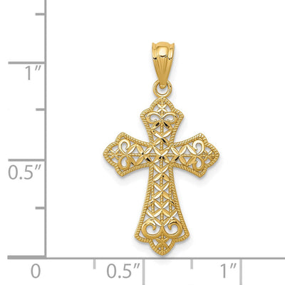 14K Polished Filigree Cross Pendant, 26.19 x 14.94mm