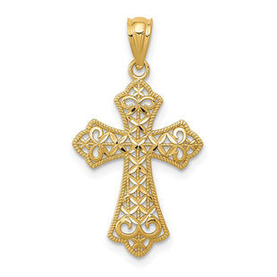 14k Polished Filigree Cross Pendant (Style K6273)