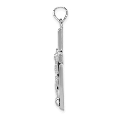 14K White Gold Polished Crucifix Pendant, 39 x 21mm