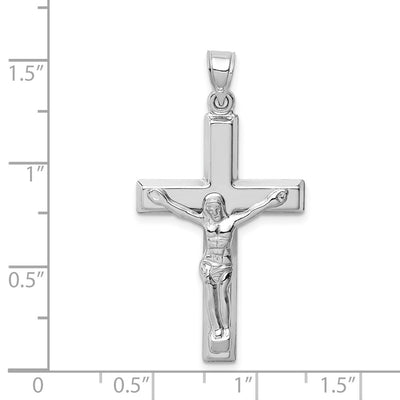 14K White Gold Polished Crucifix Pendant, 39 x 21mm
