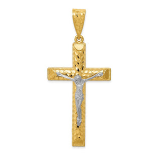 14k Two-tone Diamond Cut Crucifix Pendant (Style K6302)
