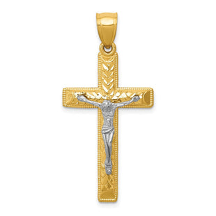 14k Two-tone Diamond Cut Crucifix Pendant (Style K6304)
