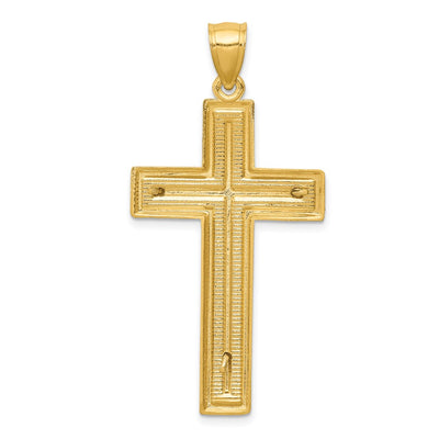 14K Two-tone Diamond-cut Latin Crucifix Pendant