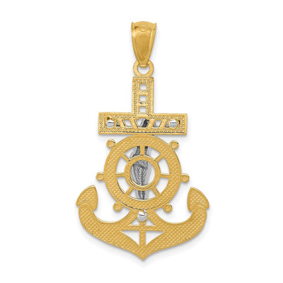 14K w/Rhodium Polished Mariners Crucifix Pendant, 25.5 x 19mm
