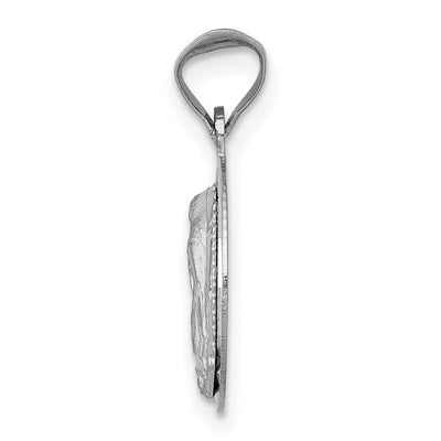 14K White Gold Our Lady of Guadalupe Semi-solid Round Pendant, 13.07 x 12.85mm