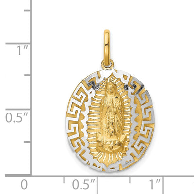 14K Two-Tone Our Lady Of Guadalupe Semi-solid Pendant, 22 x 19mm