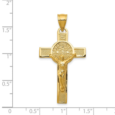 14K San Benito 2-Sided Crucifix Pendant, 42.75 x 22.3mm