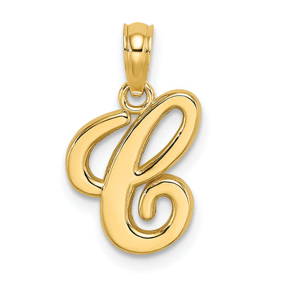 14Ky Script Letter Initial Pendant, 16.4 x 12.67mm