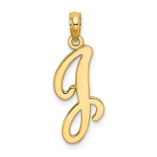 14KY Script Letter J Initial Pendant (Style K6422J)