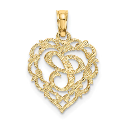 14KY Heart Script Letter Initial Charm Necklace Pendant Jewelry Accessory
