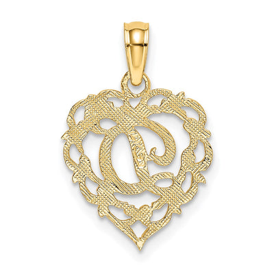 14KY Heart Script Letter Initial Charm Necklace Pendant Jewelry Accessory