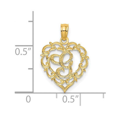 14KY Heart Script Letter Initial Charm Necklace Pendant Jewelry Accessory