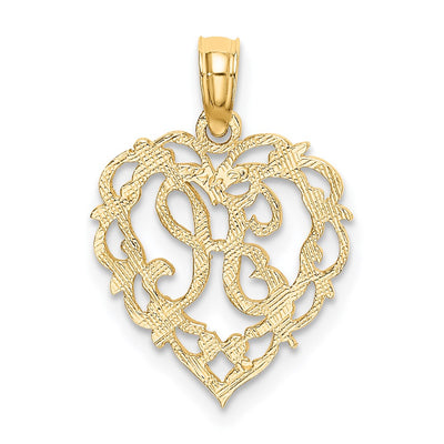 14KY Heart Script Letter Initial Charm Necklace Pendant Jewelry Accessory