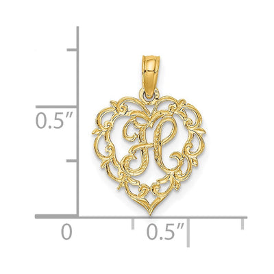 14KY Heart Script Letter Initial Charm Necklace Pendant Jewelry Accessory