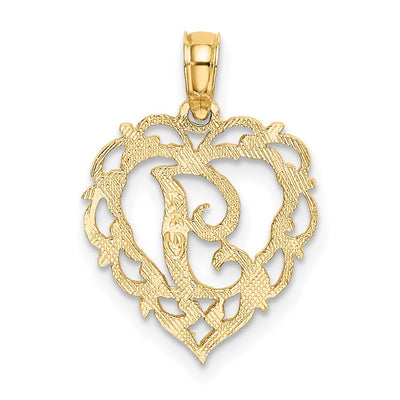 14KY Heart Script Letter Initial Charm Necklace Pendant Jewelry Accessory