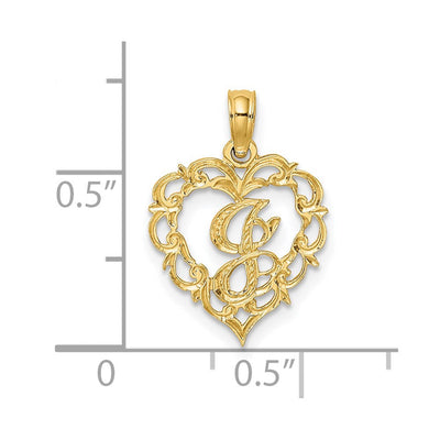 14KY Heart Script Letter Initial Charm Necklace Pendant Jewelry Accessory
