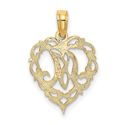 14KY Heart Script Letter Initial Charm Necklace Pendant Jewelry Accessory