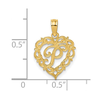 14KY Heart Script Letter Initial Charm Necklace Pendant Jewelry Accessory