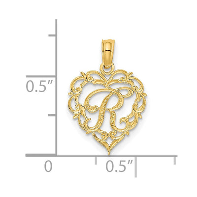 14KY Heart Script Letter Initial Charm Necklace Pendant Jewelry Accessory
