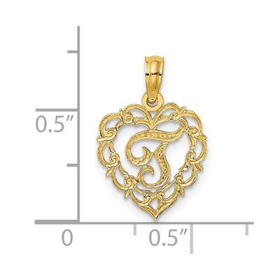14KY Heart Script Letter Initial Charm Necklace Pendant Jewelry Accessory