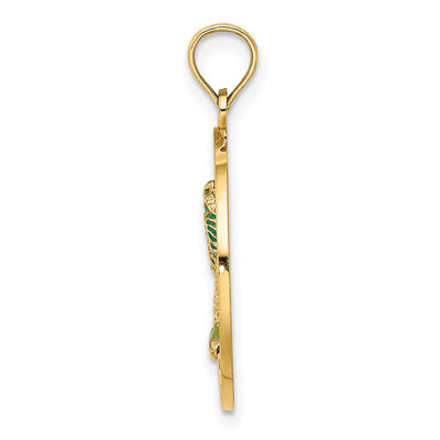 14K FLORIDA Enamel Palm Tree Circle Charm