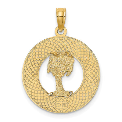 14K FLORIDA Enamel Palm Tree Circle Charm