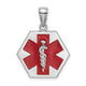 14K White Gold Enameled Textured Back Caduceus Medical Disc
