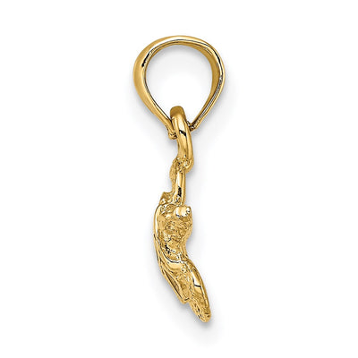 14K Textured and Enameled Sea Turtle Charm, 17 x 11.5mm
