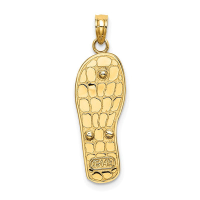 14K w/Rhodium 3D Enamel Palm Tree and Bucket Flip-Flop Charm