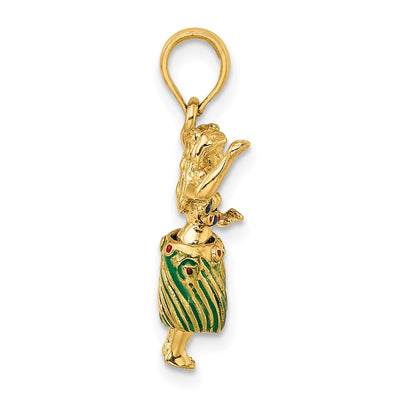 14K 3-D Hula Girl w/ Moveable Grass Skirt Charm