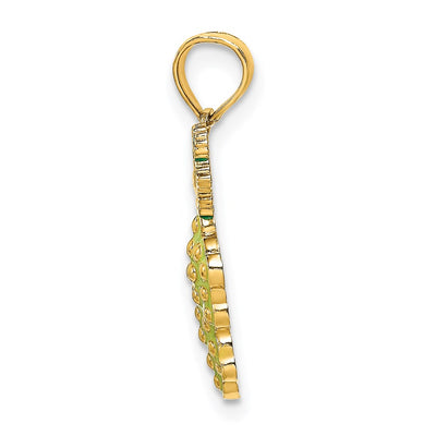 14K W/ Enamel Grapes W/ Stem and Leaf Charm