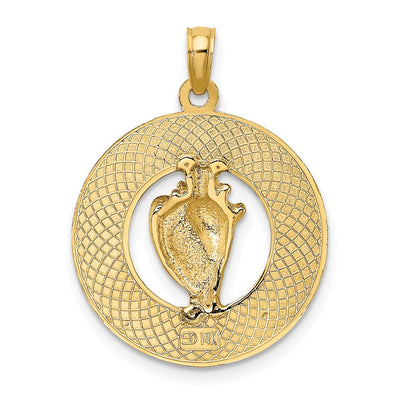 14K SARASOTA Circle w/ Enamel Conch Shell Charm