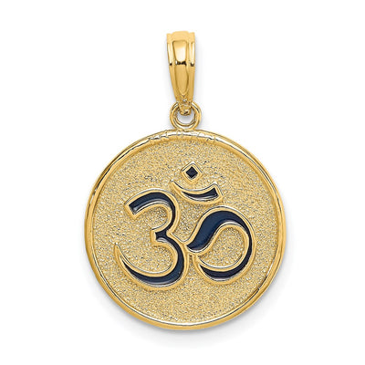 14K Enameled Om w/Lotus Flower on Reverse Charm