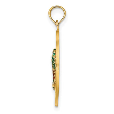 14K w/ Enamel SARASOTA Circle Palm Tree Charm