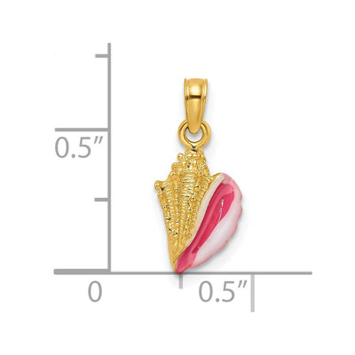 14K Textured and Enamel Conch Shell Pendant, 17 x 7.65mm