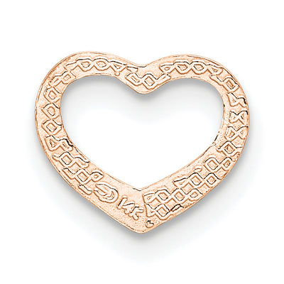 14K Rose Polished Heart Chain Slide, 12.2 x 9.75mm