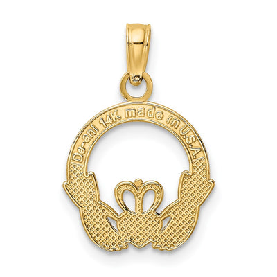 14K Polished Round Claddagh Charm