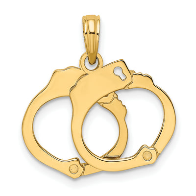 14K 2-Piece Handcuffs Charm, 14.3 x 13.95mm