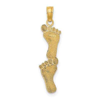 14K Polished Double Vertical Feet Charm