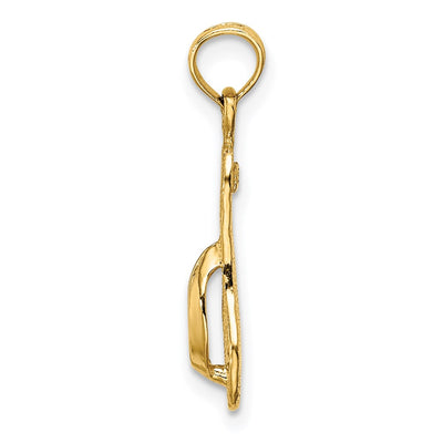 14K Single Polished Strap Flip-Flop Charm, 20.6 x 6.7mm