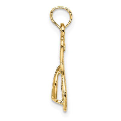 14K Single Polished Strap Flip-Flop Charm, 20.1 x 6.1mm