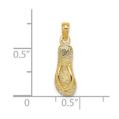 14K Single Polished Strap Flip-Flop Charm, 20.1 x 6.1mm