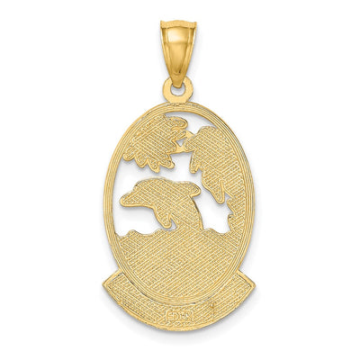 14K PUERTO RICO w/ Dolphin Sunset Scene Charm