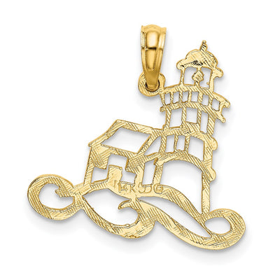 14K Cut-Out Lighthouse w/ Water Charm