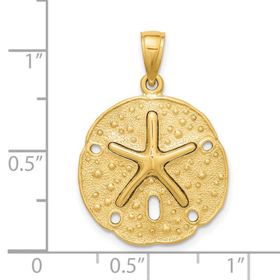 14K Starfish on Sand Dollar Charm, 27 x 20.05mm