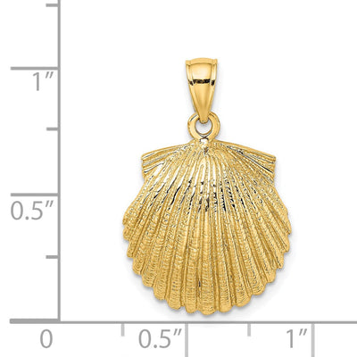 14K Scallop Shell Charm, 25 x 17.5mm