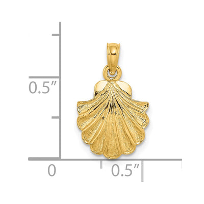 14K Scallop Shell Charm, 18 x 12mm