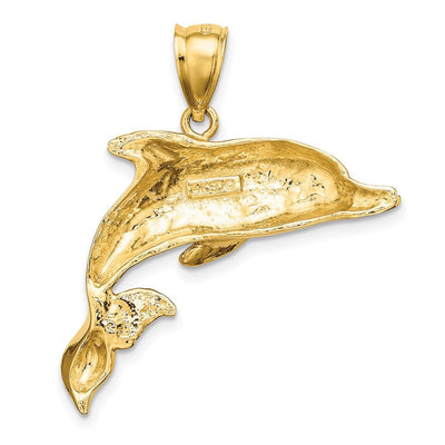 14K Polished Jumping Dolphin Charm, 30 x 15.4mm
