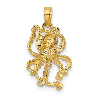 14K Textured Octopus Charm, 20 x 11.75mm