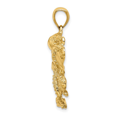 14K Textured Octopus Charm, 31 x 34.85mm